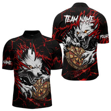 Load image into Gallery viewer, Personalized Wolf Lightning Darts Polo &amp; Quarter Zip Custom Dart Shirts For Men Darts Jerseys |Red TDM3443
