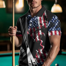 Load image into Gallery viewer, Personalized US Flag Smoke 8 Ball Pool Billiard Shirt For Men Custom Patriotic Billiard Team Jersey TDM3744