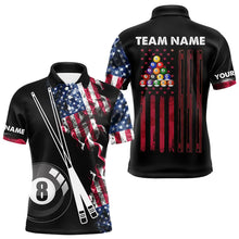Load image into Gallery viewer, Personalized US Flag Smoke 8 Ball Pool Billiard Shirt For Men Custom Patriotic Billiard Team Jersey TDM3744