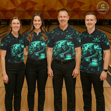 Load image into Gallery viewer, Custom Turquoise Grim Reaper Lightning Bowling Shirt For Men, Bowling Jersey Team Polo &amp; 1/4 Zip TDM5951