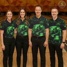 Load image into Gallery viewer, Custom Green Grim Reaper Lightning Bowling Shirt For Men, Skull Bowling Jersey Team Polo &amp; 1/4 Zip TDM5952