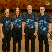 Load image into Gallery viewer, Custom Blue Grim Reaper Lightning Bowling Shirt For Women, Skull Bowling Jersey Team Polo &amp; 1/4 Zip TDM5953