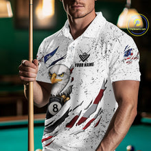 Load image into Gallery viewer, Custom Eagle 8 Ball Billiard Jersey For Men, Grunge American Flag Pool Team Shirt Polo &amp; 1/4 Zip TDM5957