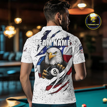 Load image into Gallery viewer, Custom Eagle 8 Ball Billiard Jersey For Men, Grunge American Flag Pool Team Shirt Polo &amp; 1/4 Zip TDM5957