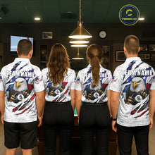 Load image into Gallery viewer, Custom Eagle 8 Ball Billiard Jersey For Men, Grunge American Flag Pool Team Shirt Polo &amp; 1/4 Zip TDM5957