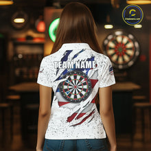 Load image into Gallery viewer, White Grunge American Flag Darts Shirt For Women Custom Patriotic Darts Team Jersey Polo &amp; 1/4 Zip TDM5958