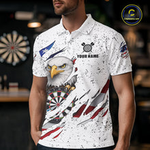 Load image into Gallery viewer, Custom Eagle Darts Jersey For Men, Grunge American Flag Patriotic Darts Team Shirt Polo &amp; 1/4 Zip TDM5959