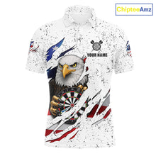 Load image into Gallery viewer, Custom Eagle Darts Jersey For Men, Grunge American Flag Patriotic Darts Team Shirt Polo &amp; 1/4 Zip TDM5959