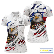 Load image into Gallery viewer, Custom Eagle Darts Jersey For Women, Grunge American Flag Patriotic Darts Team Shirt Polo &amp; 1/4 Zip TDM5959