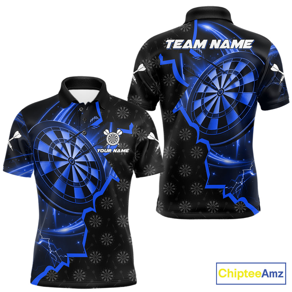 Blue Dartboard Ligthning Darts Shirt For Men Custom Darts Jersey Team Polo & Quarter Zip TDM6110