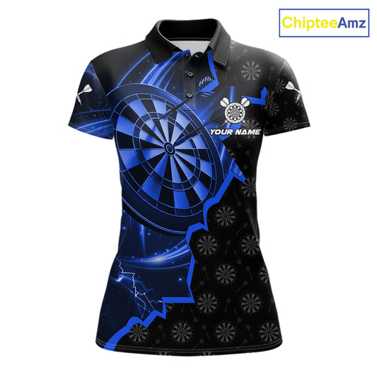 Blue Dartboard Ligthning Darts Shirt For Women Custom Darts Jersey Team Polo & Quarter Zip TDM6110