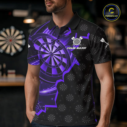 Purple Dartboard Ligthning Darts Shirt For Men Custom Darts Jersey Team Polo & Quarter Zip TDM6111