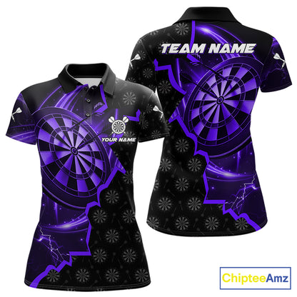 Purple Dartboard Ligthning Darts Shirt For Women Custom Darts Jersey Team Polo & Quarter Zip TDM6111