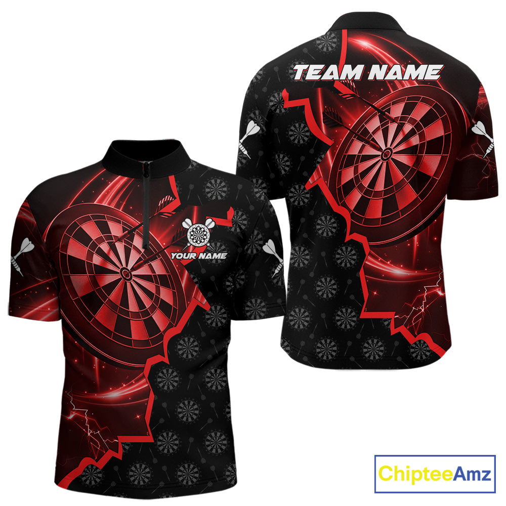 Red Dartboard Ligthning Darts Shirt For Men Custom Darts Jersey Team Polo & Quarter Zip TDM6112