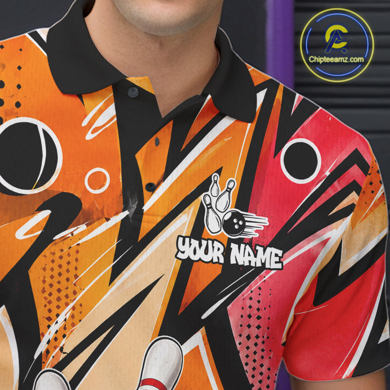 Personalized Funny Bear Graffiti Bowling Jersey For Men, Custom Bowling Team Shirts Polo & 1/4 Zip TDM6548