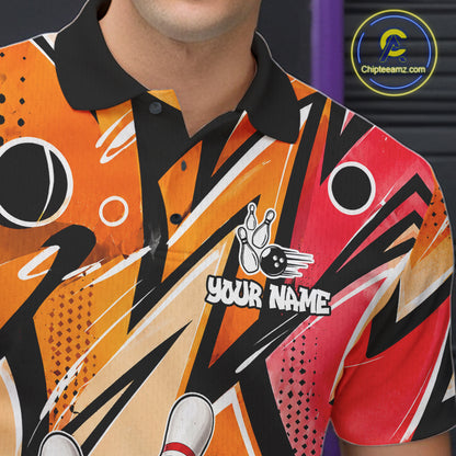 Personalized Funny Bear Graffiti Bowling Jersey For Men, Custom Bowling Team Shirts Polo & 1/4 Zip TDM6548