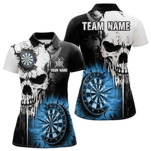Load image into Gallery viewer, Personalized Grunge Skull Crack Wall Women Dart Shirts Custom Scary Darts League Team Jerseys |Blue TDM2785