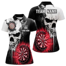 Load image into Gallery viewer, Personalized Grunge Skull Crack Wall Women Dart Shirts Custom Scary Darts League Team Jerseys |Red TDM2786