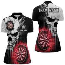 Load image into Gallery viewer, Personalized Grunge Skull Crack Wall Women Dart Shirts Custom Scary Darts League Team Jerseys |Red TDM2786