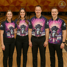Load image into Gallery viewer, Pink Funny Cat Bowling Jersey For Men Custom Neon Graffiti Bowling Shirt Team Polo &amp; 1/4 Zip TDM5756