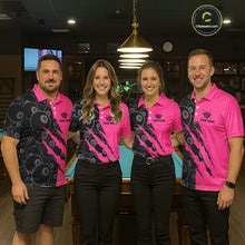 Load image into Gallery viewer, Custom Grunge Pink Black 8 Ball Pool Billiard Shirt For Women, Billiard Team Jersey Polo &amp; 1/4 Zip TDM5960