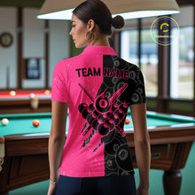 Load image into Gallery viewer, Custom Grunge Pink Black 8 Ball Pool Billiard Shirt For Women, Billiard Team Jersey Polo &amp; 1/4 Zip TDM5960