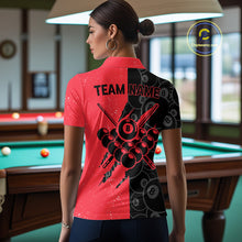 Load image into Gallery viewer, Custom Grunge Black And Red  8 Ball Billiard Shirt For Women, Pool Team Jersey Polo &amp; 1/4 Zip TDM5961