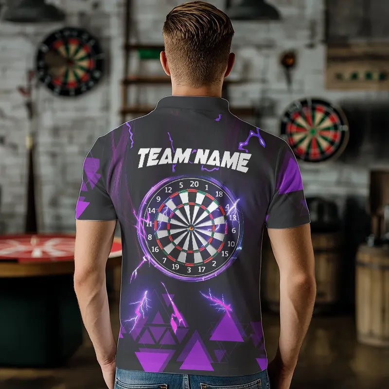 Purple Darts Arrow Thunder Lightning Dart Shirts For Men Custom Dart Team Jerseys Polo & 1/4 Zip TDM3764