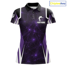 Load image into Gallery viewer, Custom 8 Ball Pool Billiard Shirt For Women, Purple Geometric Billiard Team Jersey Polo &amp; 1/4 Zip TDM6129