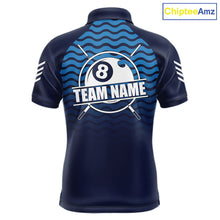 Load image into Gallery viewer, Blue 8 Ball Pool Billiard Jersey For Men Custom Polo &amp; Quarter Zip Billiard Shirt For Team TDM6131