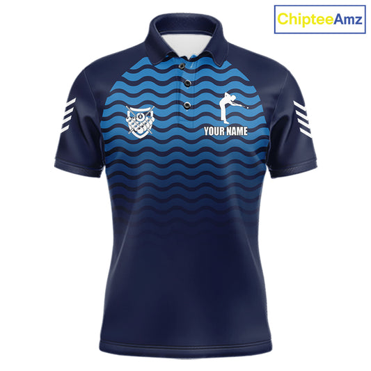 Blue 8 Ball Pool Billiard Jersey For Men Custom Polo & Quarter Zip Billiard Shirt For Team TDM6131