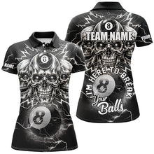 Load image into Gallery viewer, I'm Here To Break Your Balls Custom Billiard Shirts For Women, Funny Skull 8 Ball Billiard Jerseys TDM1858