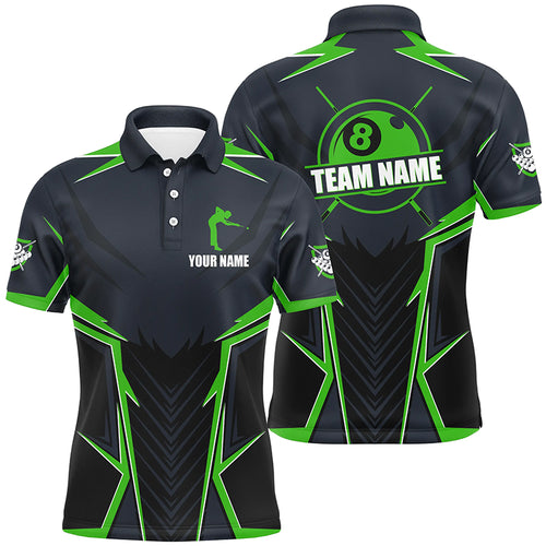 Billiard Jerseys For Men Custom Polo & Quarter-Zip Billiard Team Shirts, 8 Ball Pool Shirt |Green TDM3031