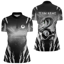 Load image into Gallery viewer, Personalized Thunder Lightning Cobra Snake Women Billiard Shirts, 8 Ball Billiard Team Jerseys |White TDM3609