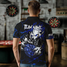 Load image into Gallery viewer, Personalized Wolf Lightning Darts Polo &amp; Quarter Zip Custom Dart Shirts For Men Darts Jerseys |Blue TDM3610