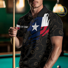 Load image into Gallery viewer, Personalized Texas Flag 8 Ball Pool Shirt For Men Custom US Flag Billiard Jersey Polo &amp; 1/4 Zip TDM6137