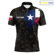 Load image into Gallery viewer, Personalized Texas Flag 8 Ball Pool Shirt For Men Custom US Flag Billiard Jersey Polo &amp; 1/4 Zip TDM6137