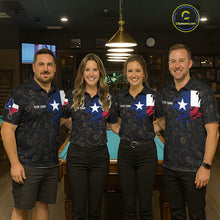 Load image into Gallery viewer, Personalized Texas Flag 8 Ball Pool Shirt For Men Custom US Flag Billiard Jersey Polo &amp; 1/4 Zip TDM6137