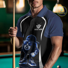 Load image into Gallery viewer, Blue Funny 8 Ball Pool US Flag Billiard Shirt For Men Custom Billiard Team Jersey Polo &amp; 1/4 Zip TDM6365