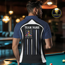 Load image into Gallery viewer, Blue Funny 8 Ball Pool US Flag Billiard Shirt For Men Custom Billiard Team Jersey Polo &amp; 1/4 Zip TDM6365
