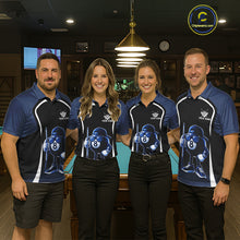 Load image into Gallery viewer, Blue Funny 8 Ball Pool US Flag Billiard Shirt For Men Custom Billiard Team Jersey Polo &amp; 1/4 Zip TDM6365