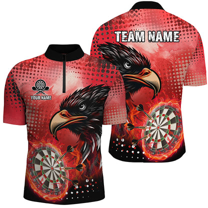 Personalized Red Dartboard Fire Custom Eagle Darts Shirts For Men, Cool Darts Team Jerseys TDM1863