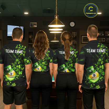 Green Luckiest Shamrock 9 Ball Billiard Shirt For Women Custom St Patrick Day Pool Team Jersey TDM5779