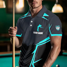 Load image into Gallery viewer, Billiard Jerseys For Men Custom Polo &amp; Quarter-Zip Billiard Team Shirt, 8 Ball Pool Shirt|Turquoise TDM3614