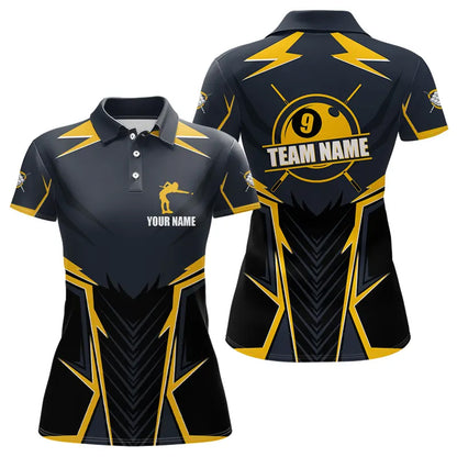 9 Ball Billiard Jerseys For Women Custom Polo & Quarter-Zip Billiard Team Shirts, 9 Ball Pool Shirt TDM3615