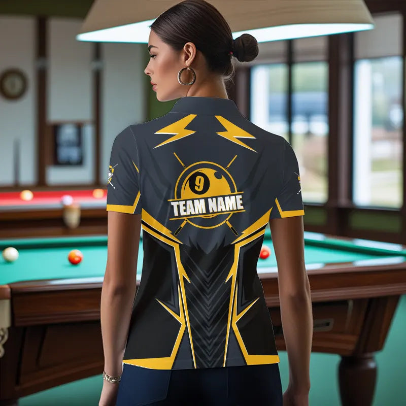 9 Ball Billiard Jerseys For Women Custom Polo & Quarter-Zip Billiard Team Shirts, 9 Ball Pool Shirt TDM3615
