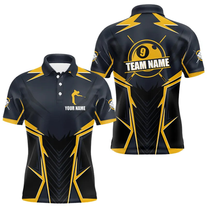 9 Ball Billiard Jerseys For Men Custom Polo & Quarter-Zip Billiard Team Shirts, 9 Ball Pool Shirt TDM3615