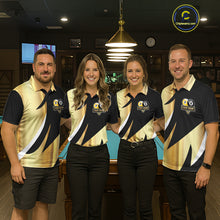 Load image into Gallery viewer, Personalized Billiard 8 Ball &amp; 9 Ball Pool Polo, 1/4 Zip For Men Custom Team Billiard Jersey |Gold TDM6376