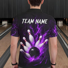 Load image into Gallery viewer, Personalized Purple Thunder Lightning Bowling Jersey For Men, Bowling League Shirts Polo &amp; 1/4 Zip TDM6574