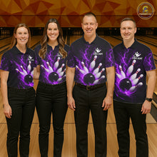 Load image into Gallery viewer, Personalized Purple Thunder Lightning Bowling Jersey For Men, Bowling League Shirts Polo &amp; 1/4 Zip TDM6574